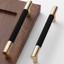 10 Pack 5 Inch 128 Mm Bar Cabinet Pulls Gold And Black Knurled Handles For Brush