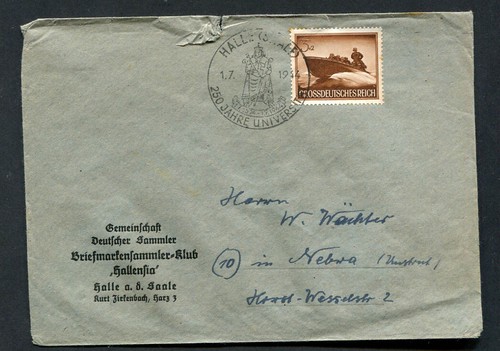 German Reich WW II : Nice cover from 1944 - fancy cancel Halle - used