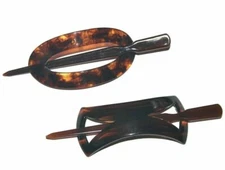 Women Italian Hair Stick Fashion Pick Updo Bun Holder Cover Brown Made in Italy