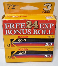 Sealed Kodak GOLD Film 3 Pack 24 Exposure Each 110 Format 200 Speed Expired 1998