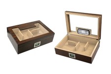 UMIDIFICATORE PORTASIGARI VETRO CEDRO NOCE CIGARS HUMIDOR 33X23X10 LUBINSKI Q279