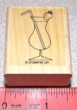 Strawberry Daiquiri Rubber Stamp Hurricane Glass Straw Stampin Up Cheers to You