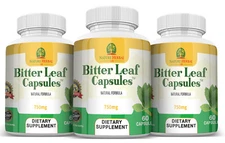 Nature Herbal Life Bitter Leaf Capsules. 750 mg. 3 Bottles. 180 Capsules.