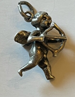 Vintage 925 massiv Sterling Silber Junge Amor Charm Anhänger anatomisch korrekt