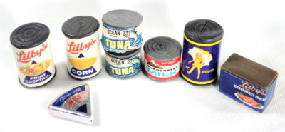 Canned Food Miniature Libby's Morton Salt Ocean Tuna 8 Piece Set 1970s