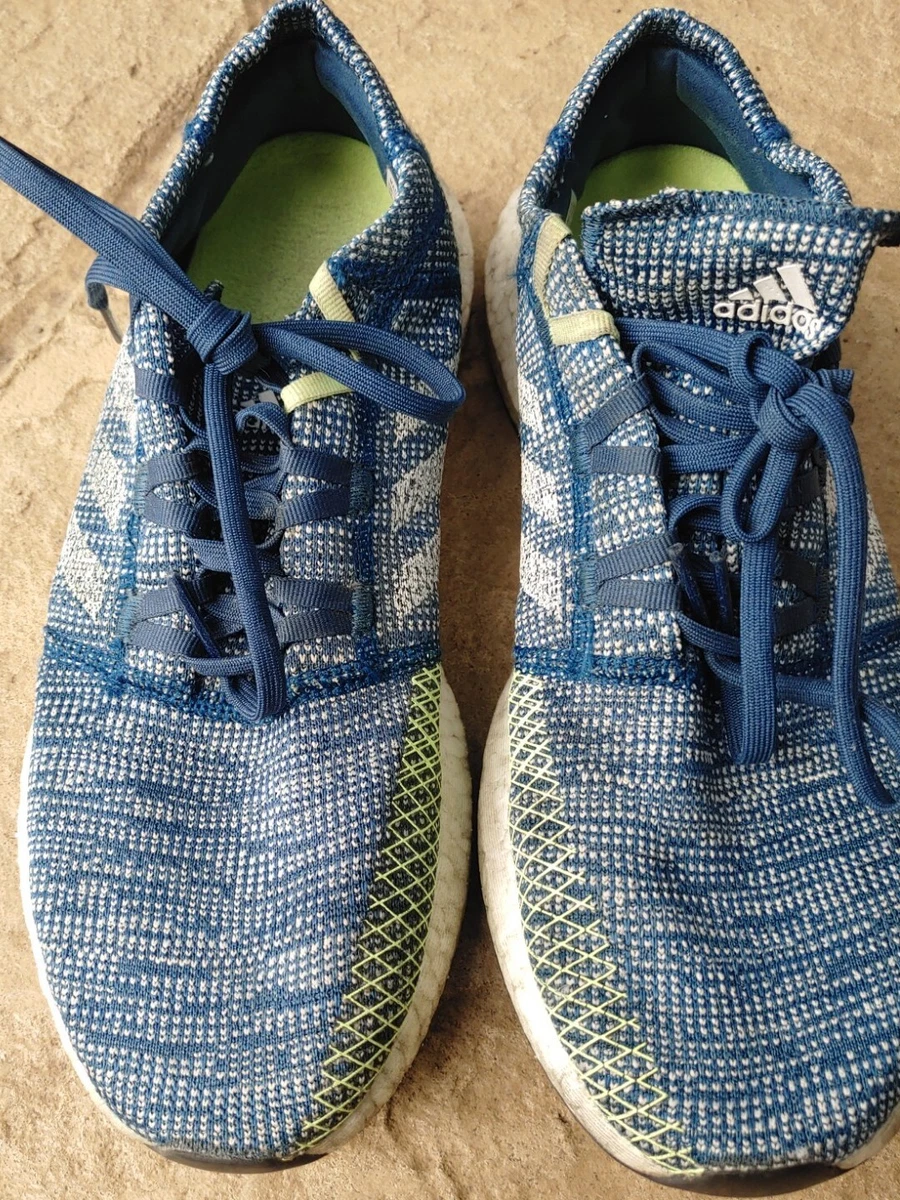 Mens Adidas Pure Boost Flyknit Blue Green Running Shoes Sneakers sz 10
