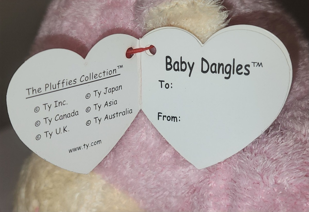 Ty Pluffies BABY DANGLES PINK the Monkey 7.5