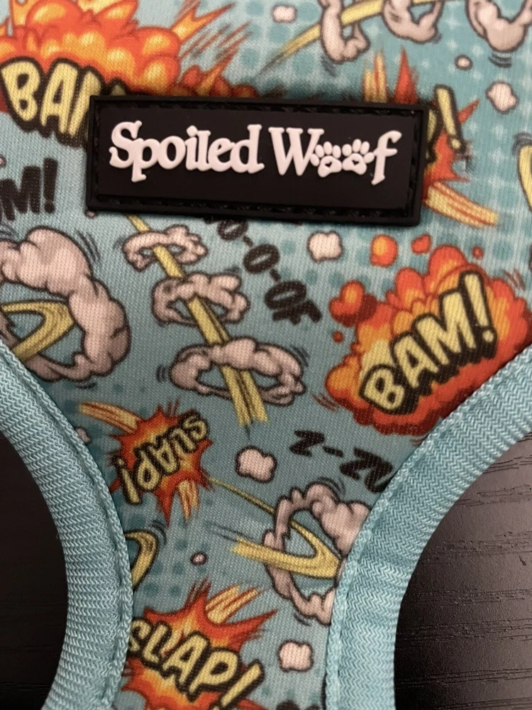 Dog Harness Spoiled Woof Accessory For Walking Comic Book Design Size Small