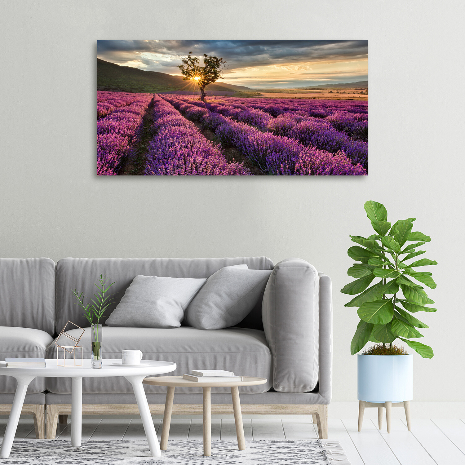 Tulup Glass Print Wall Art Image Picture 100x50cm Lavender field eBay