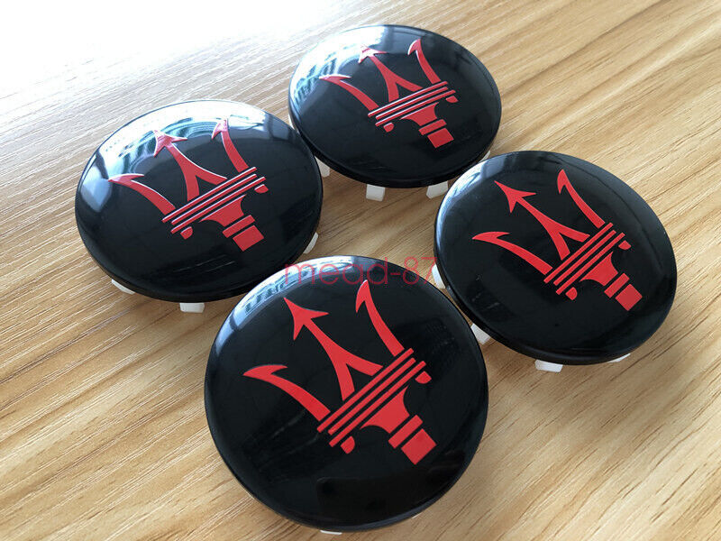4x 60mm New Maserati Ghibli Centre Wheel Centre Cap Set Badge Chrome Red Black