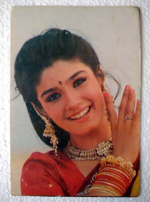 Bollywood Schauspielerin Raveena Tandon seltene alte Original Postkarte Postk...
