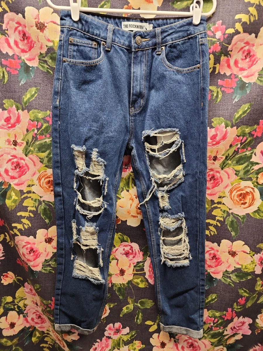 High waisted hotsell distressed boyfriend jeans