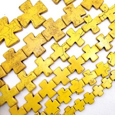 Yellow Cross Square Howlite Turquoise Spacer Loose Bead 15mm 20mm 30mm 15" DIY