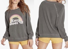 WILDFOX Easy Does It Sweatshirt Crewneck Pullover Knit Rainbow Gray Green Small