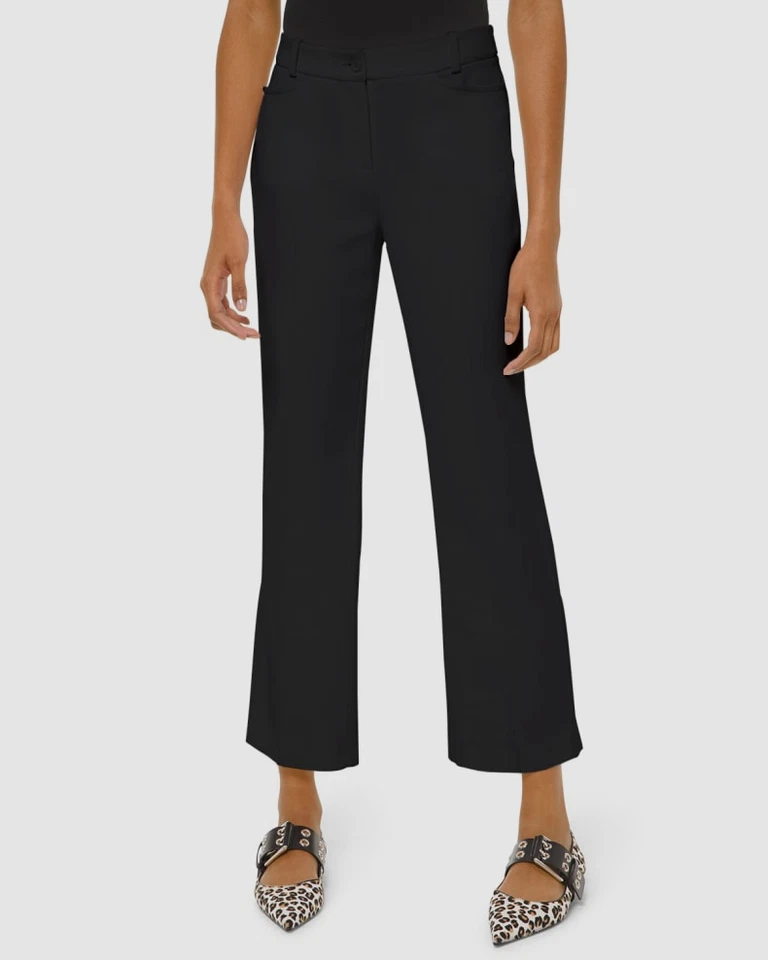 $1195 Pantalón Michael Kors Para Mujer Negro Recortado Piernas Acampanadas Talla 10