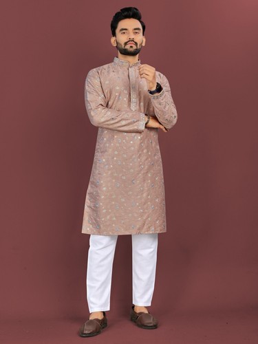 Hombres Kurta Indio Conjunto Paquistaní Kurta Pijama Trajes Sherwani Boda Fiesta Novio - Imagen 5 de 10