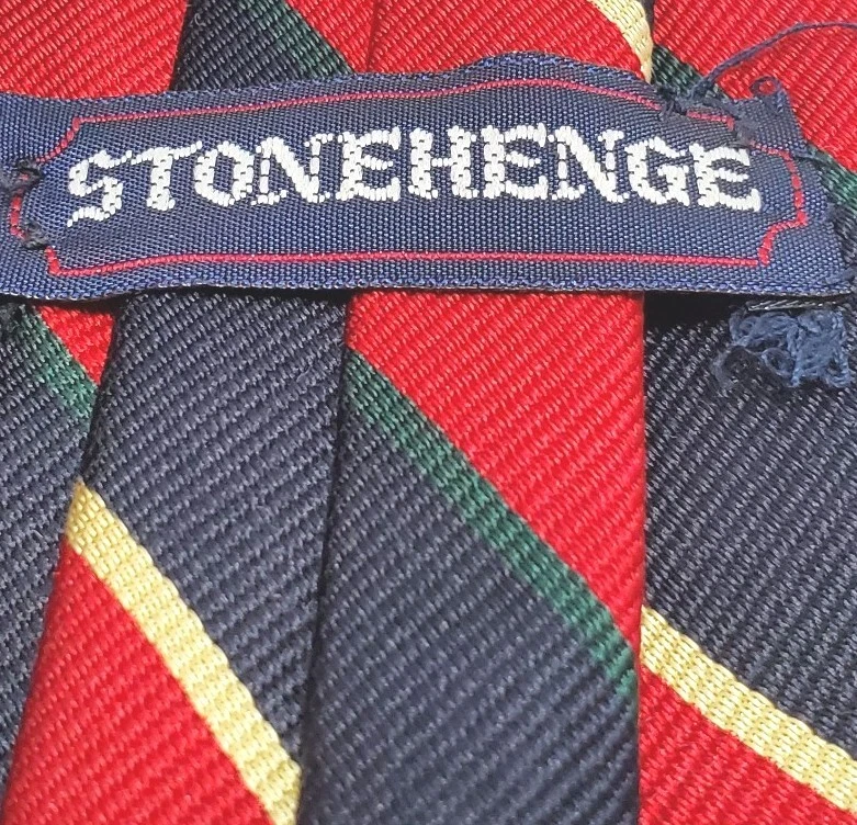 Corbata Stonehenge Rayas Rojas Repp Seda Cuello Corbata Rojo Azul y Verde Rayas Foto 3 de 4