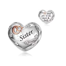 💖 Sister Charm I Love You To The Moon & Back Genuine 925 Sterling Silver 
