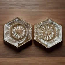 Antique 2 EAPG Fostoria Glass No. 1432 Open Salt Cellars Wells Star Burst