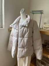 Stylus Cream Puffer Jacket Vegan Leather Size M