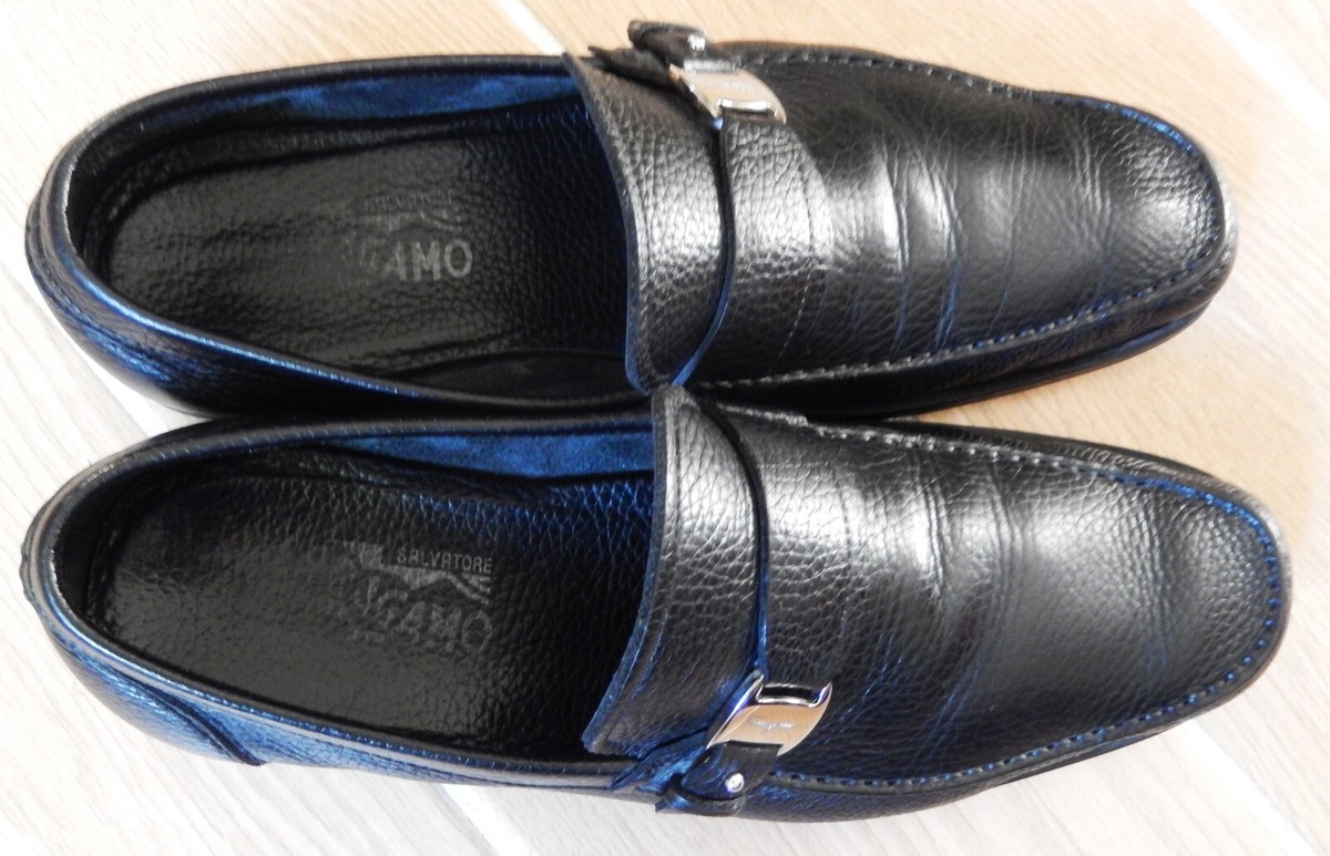 SALVATORE FERRAGAMO Black Leather Side Buckle Loafers Wine Vibram Sole 9.5 Loafer with Gancini buckle - Men | Ferragamo main image 2