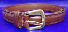 Mens Ralph Lauren Chaps Brown Leather Belt 1-1/8" Width Sz 42/105 Brass Buckle
