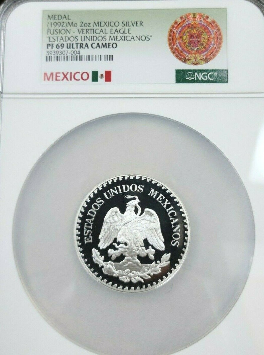 1992 MEXICO SILVER CULTURAL FUSION VERTICAL EAGLE NGC PF 69 ULTRA