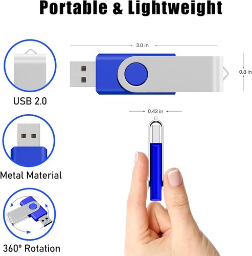 2Pack 2GB USB2.0 Memory Stick Metal Flash Drive High Speed Swivel 2 Lanyards - 第 5/7 張圖片