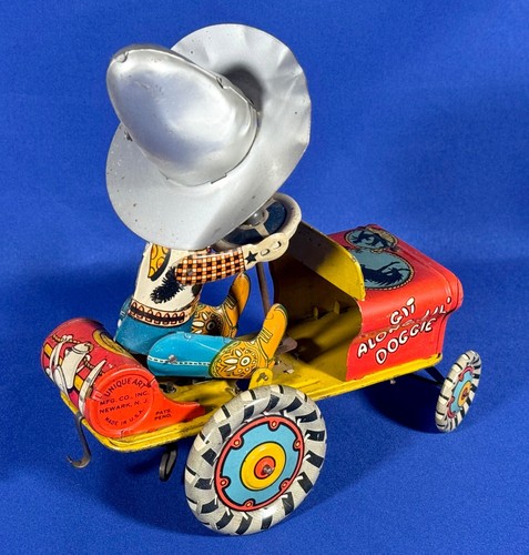 Vintage RODEO JOE Tin Wind-Up Toy GIT ALONG LIL DOGGIE Unique Art - WORKS GREAT! - Picture 7 of 14