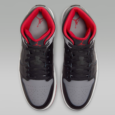 Nike Air Jordan 1 Mid Shoes Black Cement Gray Fire Red Nike Air Jordan 1 Mid Shoes Black Cement Gray Fire Red