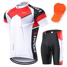 Lixada Men's Cycling Jerseys Short Sleeves Bike Shirt Padded Shorts Set stylish