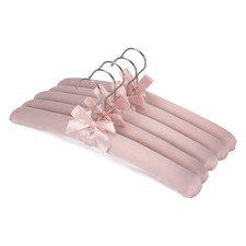 15 Inch Anti Slip Satin Padded Clothes Hangers for Women Pink Satin Padded Ha...