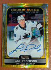 2021 O-Pee-Chee Platinum Lane Pederson Seismic Gold Rookie Auto /25 #R-LP Sharks