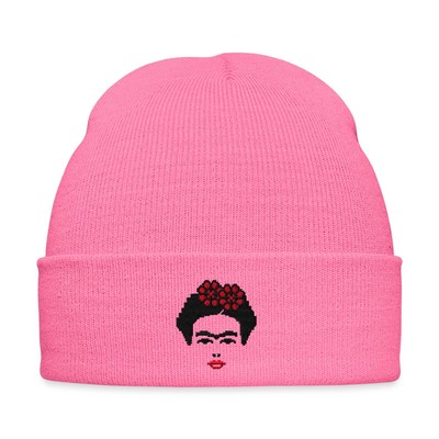 Frida Kahlo Umriss Schwarz Und Rot Stick Wintermütze