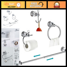 Elegant Crystal Bathroom Accessories Set - 24" Chrome Towel Bar, Brass Toilet Pa