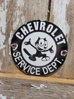 VINTAGE CHEVROLET PORCELAIN SIGN OLD 6" FELIX THE CAT CHEVY CAR TRUCK DEALER USA