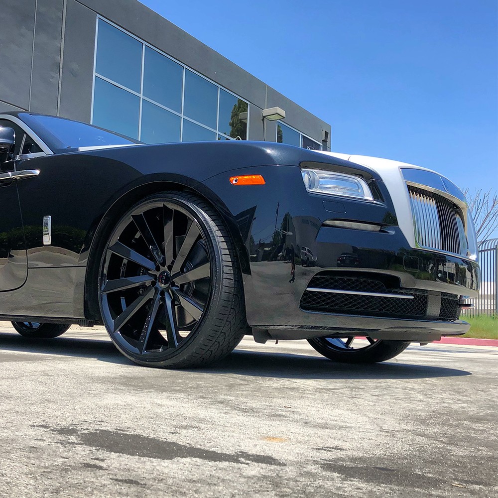 24" Koko Kuture Kapan Black 24x10 Concave Wheels Rims Fits Rolls-Royce Wraith