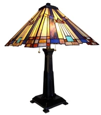 Chloe Lighting Flare Tiffany-style 2 Light Mission Table Lamp 15" Shade