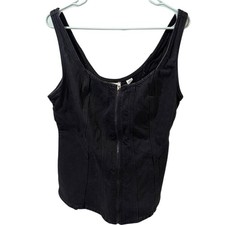 Universal Thread Womens Black Denim Corset Zip Front Tank Top Size 8 NEW