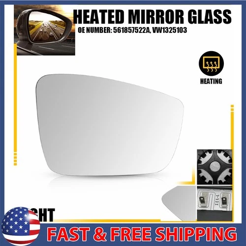 Mirror Glass For 2013-2015 Passat Volkswagen Heated Passenger Side 561857522A