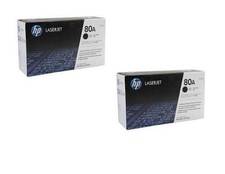 2 NEW Genuine HP CF280A Toners 80A Black Box -- Sealed Bag OPEN BOX