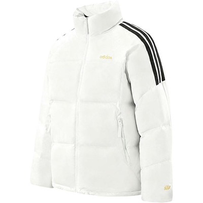 adidas Striped Stand Collar Short Zipper Duck Down Warm Jacket