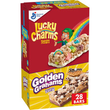 Lucky Charms and Golden Grahams S'Mores Cereal Treat Bars, Snack Bars, Variety P