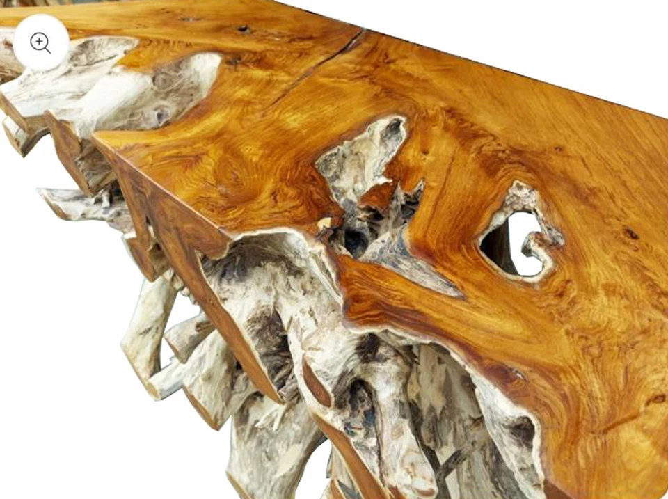 47" Artisanal Indonesian Teak Root Console Table • Wood Decor • Unique - Image 2 of 4