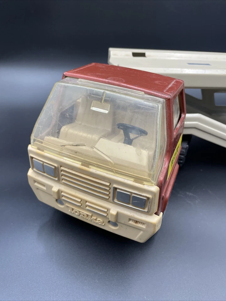 Tonka 1:16 Car Carrier Hauler Auto Transporter Pressed Steel XR-101 Tire Vintage - Image 2 of 4