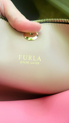 Furla Pink Tote Bag w/ Removable Pouch, Zip/Snap Closure, Gold Hardware
