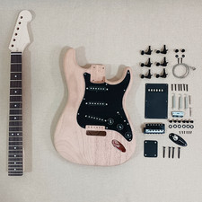 DIY 6 String ST Electric Guitar Kit Unfinished Mahogany Body BK Part Maple Neck