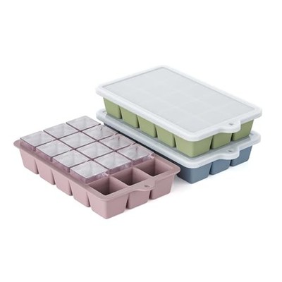 Silicone HANCELANT Ice Cube Mold, Ice Ice Cube Tray 3 Pack Blue+Green+Pink