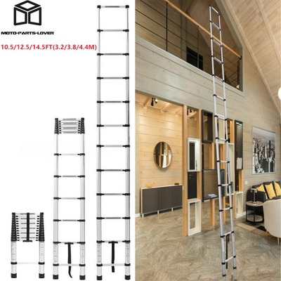 #ad #ad Telescoping Ladder Extension Ladders Folding Aluminum Non Slip 10.5 12.5 14.5FT $92.08