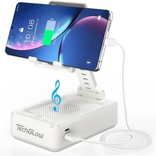 TechGlow Foldable Cellphone Stand with Bluetooth Speaker